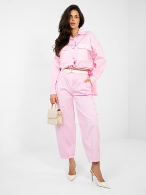 Modernios kelnės su siūlėmis apačioje "SILVARA" šviesi rožinė