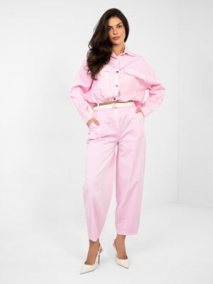 Alternative view of Modernios kelnės su siūlėmis apačioje "SILVARA" šviesi rožinė