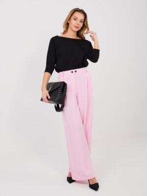 Plačios kelnės su aukštu liemeniu "VILOU"  šviesi rožinė