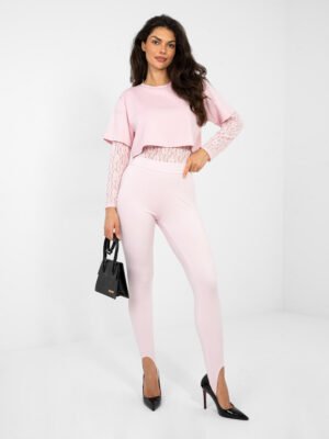 Aukšto liemens tamprūs leginsai "TREVY" šviesi rožinė