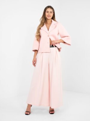 Alternative view of Stilingos, plačios palazzo stiliaus kelnės "MEIDA"  šviesi rožinė