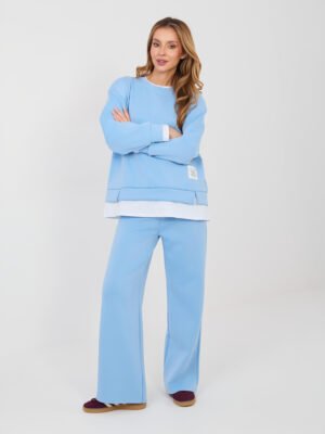 Laisvalaikio komplektas su sluoksniuoto dizaino džemperiu “MATTI" šviesi mėlyna