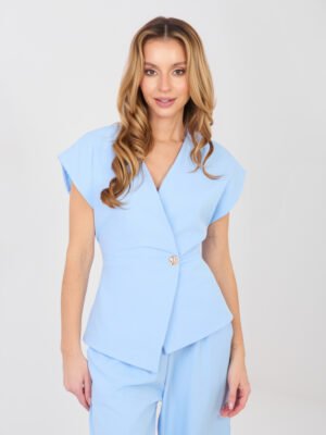 Alternative view of Elegantiškas  komplektas su liemene ir plačiomis kelnėmis "NOREEN" šviesi mėlyna