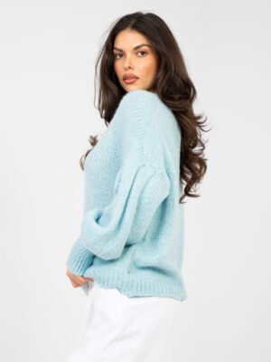 Alternative view of Oversize megztinis pūstomis rankovėmis "RIA" šviesi mėlyna