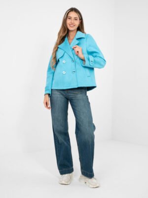 Casual stiliaus trumpas dvieilis paltukas "SEAN" šviesi mėlyna