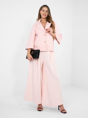 Casual stiliaus trumpas tiesaus kirpimo paltukas "SAULE" šviesi rožinė