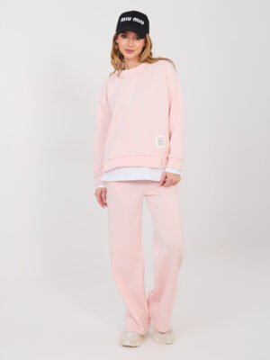 Laisvalaikio komplektas su sluoksniuoto dizaino džemperiu “MATTI" šviesi rožinė