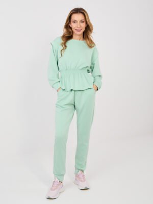 Laisvalaikio komplektas su pabrėžtu džemperio liemeniu DESTINY šviesi žalia