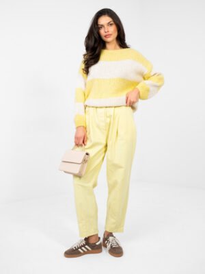 Alternative view of Dryžuotas oversize megztinis su vilna "MIRIAM" šviesi geltona