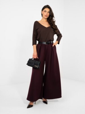 Stilingos, plačios palazzo stiliaus kelnės "MEIDA"  tamsi violetinė