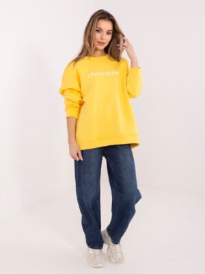 Džemperis su užrašu "CHOCOLATE" geltona