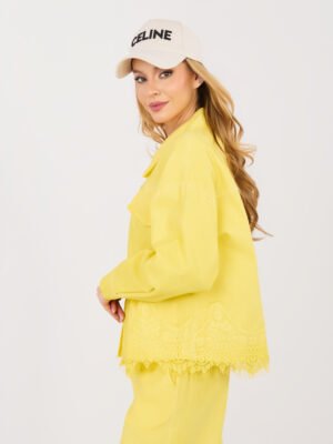 Alternative view of Džinsinis švarkelis su sagomis ir nėrinių apdaila "CORDY" geltona