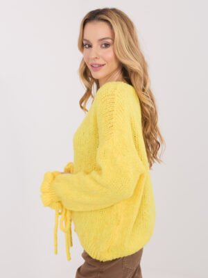 Pol pl Zolty sweter z wiazaniami przy rekawach 416713