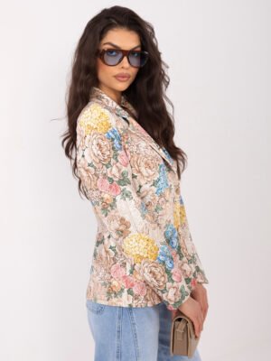 Alternative view of Stilingas gėlių rašto švarkas "Casandra" smėlio