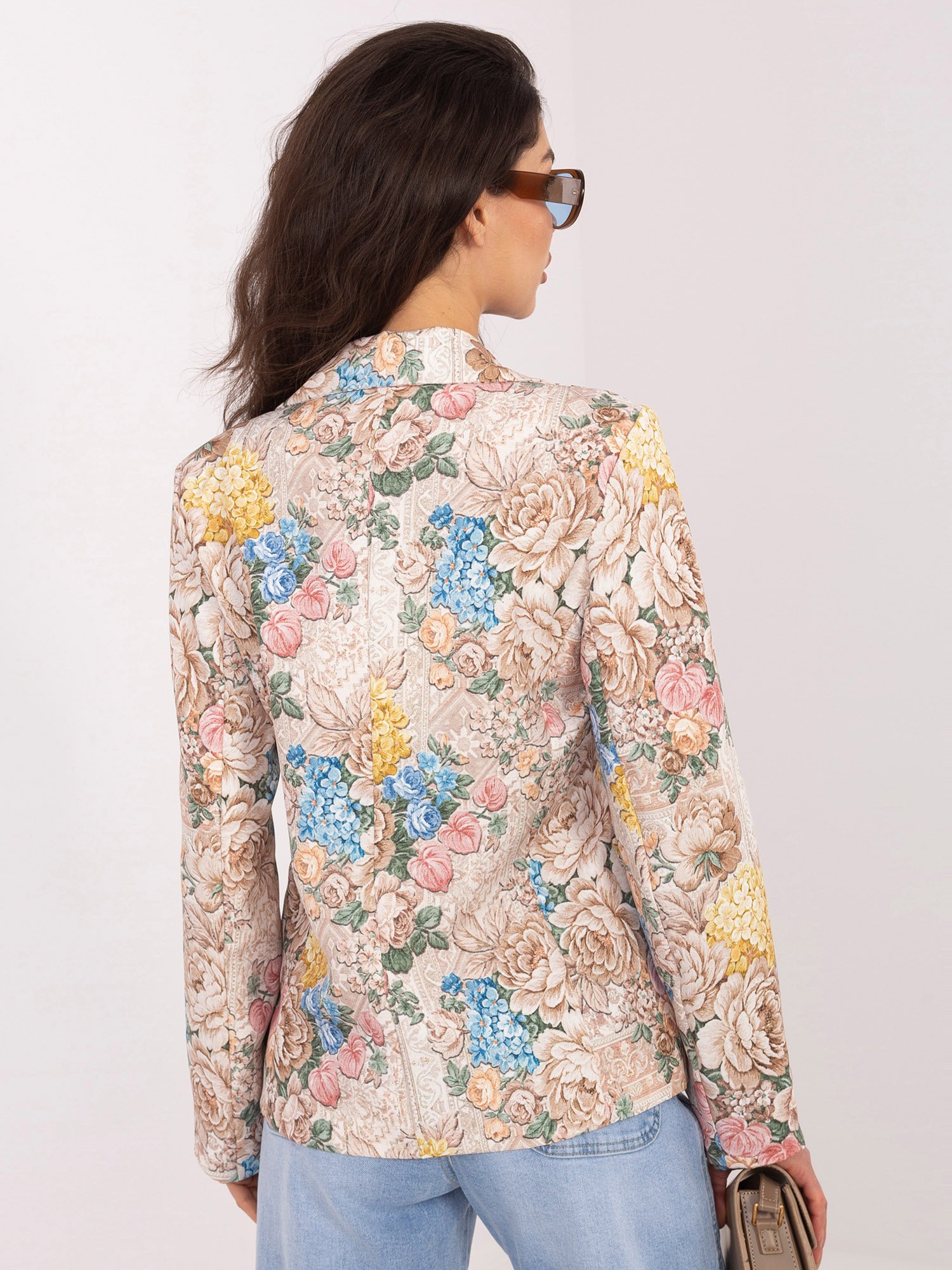 Stilingas gėlių rašto švarkas "Casandra" smėlio - Image 5