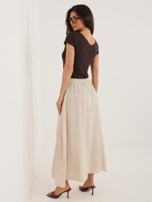 Alternative view of Lengvai krintantis ilgas sijonas su dekoratyviais raišteliais "NOELLY" smėlio