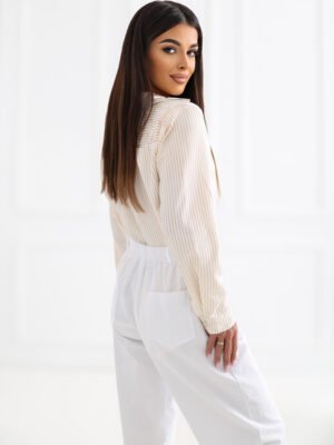 Alternative view of Klasikiniai dryžuoti marškiniai "CARINA" smėlio