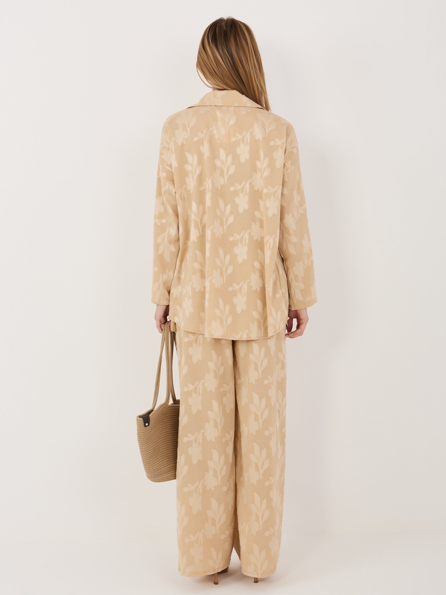 Lengvas marškinių ir laisvų kelnių komplektas "BLAIR" smėlio - Image 5