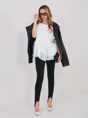 Alternative view of Laisvalaikio palaidinė su nėrinių sluoksniu apačioje "ELODY" balta