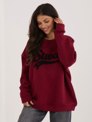 Alternative view of Oversize stiliaus džemperis su iškiliu užrašu "STWD" bordo