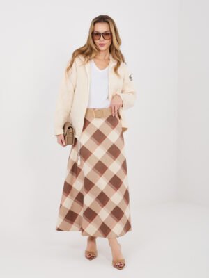 Midi sijonas su langelių raštu "SAMMY" ruda