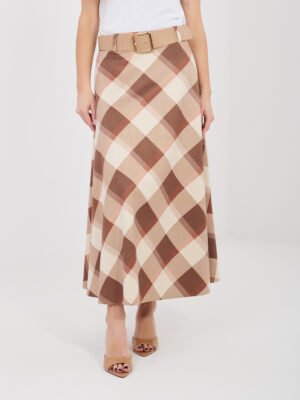 Alternative view of Midi sijonas su langelių raštu "SAMMY" ruda