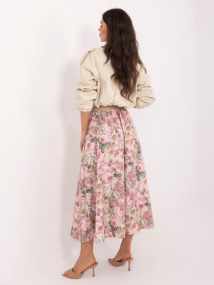 Alternative view of Stilingas gėlių rašto sijonas aukštu liemeniu "CARRY" tamsi rožinė