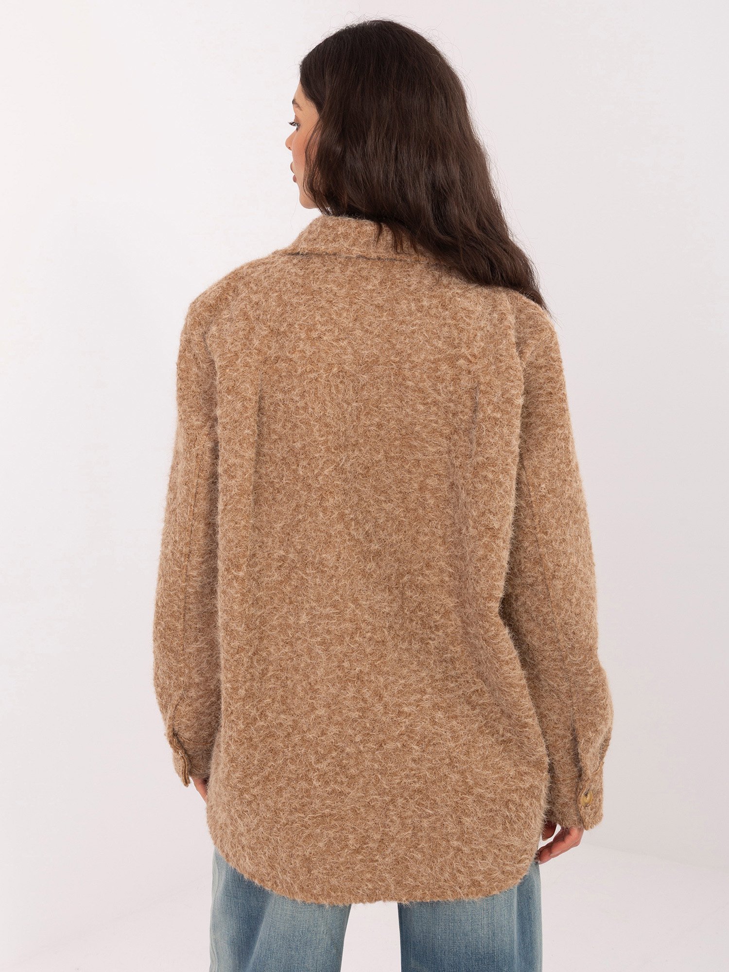 Moderni marškinių tipo bouclé audinio striukė “KRISTEN” karamelinė - Image 3