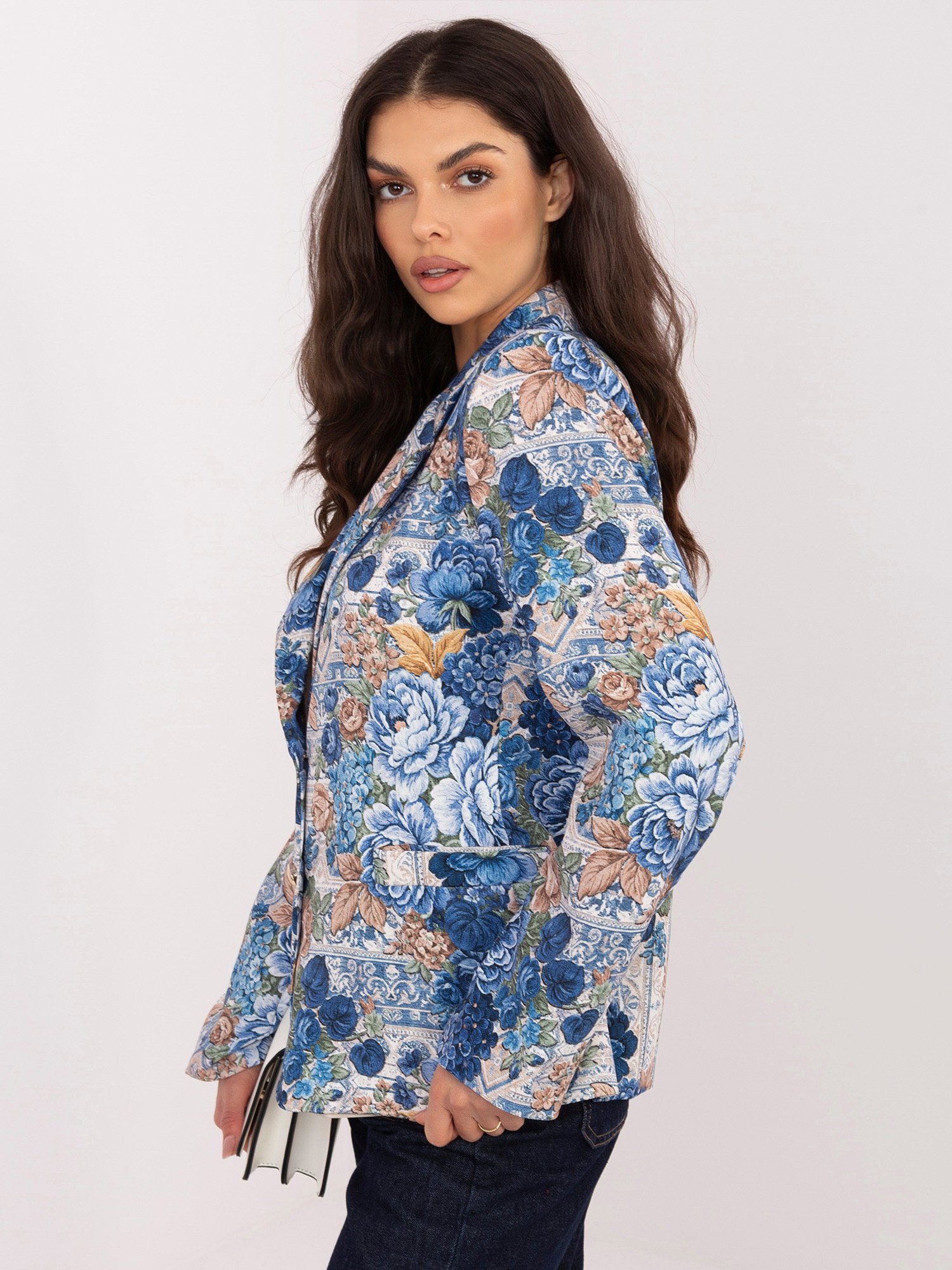 Stilingas gėlių rašto švarkas "Casandra" tamsi mėlyna - Image 5