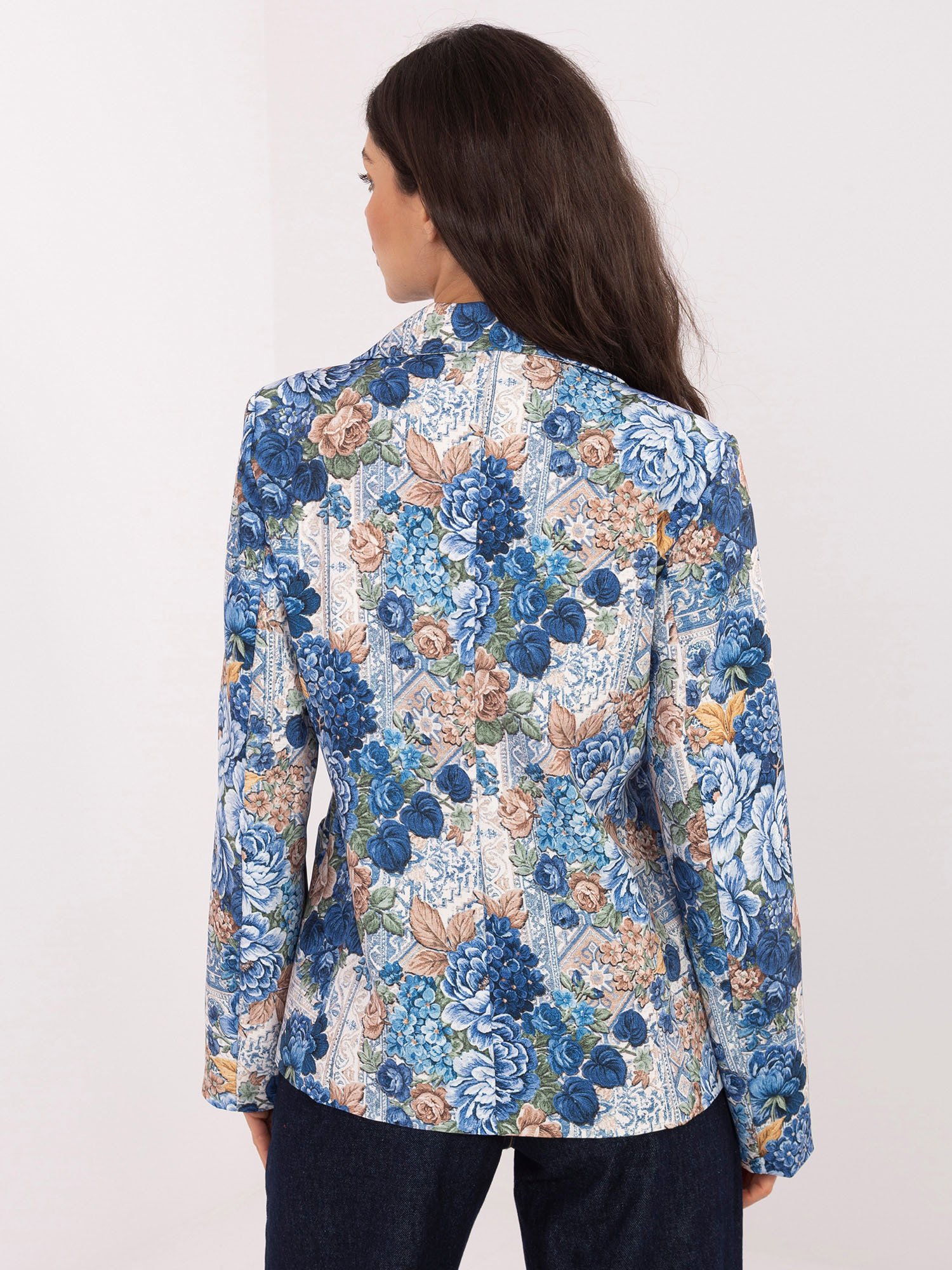 Stilingas gėlių rašto švarkas "Casandra" tamsi mėlyna - Image 3