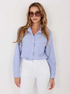 Klasikiniai dryžuoti marškiniai "CARINA" mėlyna