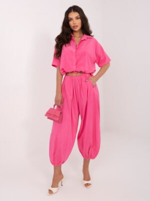 Alternative view of Modernūs smulkaus velveto marškiniai su formuojamu siluetu "ALLISON"  tamsi rožinė