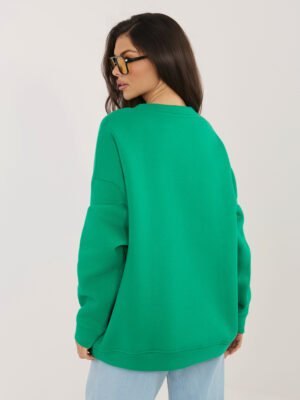 Alternative view of Oversize stiliaus džemperis su iškiliu užrašu "STWD" tamsi žalia