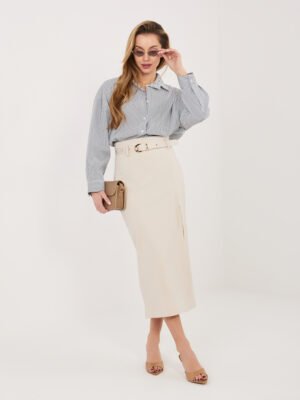 Alternative view of Oversize marškiniai dryžuotu raštu ir pailginta nugara "JAMIE" juoda