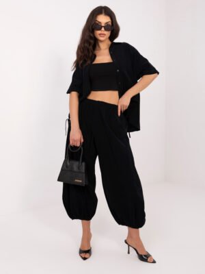Balloon tipo smulkaus velveto kelnės su elastingu liemeniu "ALLISON" juoda