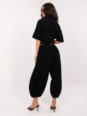 Alternative view of Balloon tipo smulkaus velveto kelnės su elastingu liemeniu "ALLISON" juoda