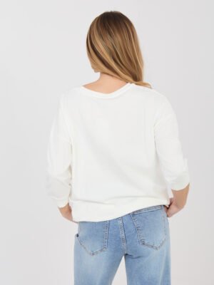 Alternative view of Medvilninė palaidinė su rombų raštu ir 3/4 rankovėmis "LINNA" pieno balta