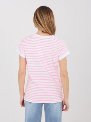 Alternative view of Dryžuoti marškinėliai trumpomis rankovėmis "RIBBI" rožinė