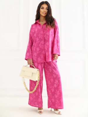 Lengvas marškinių ir laisvų kelnių komplektas "BLAIR" fuksijų