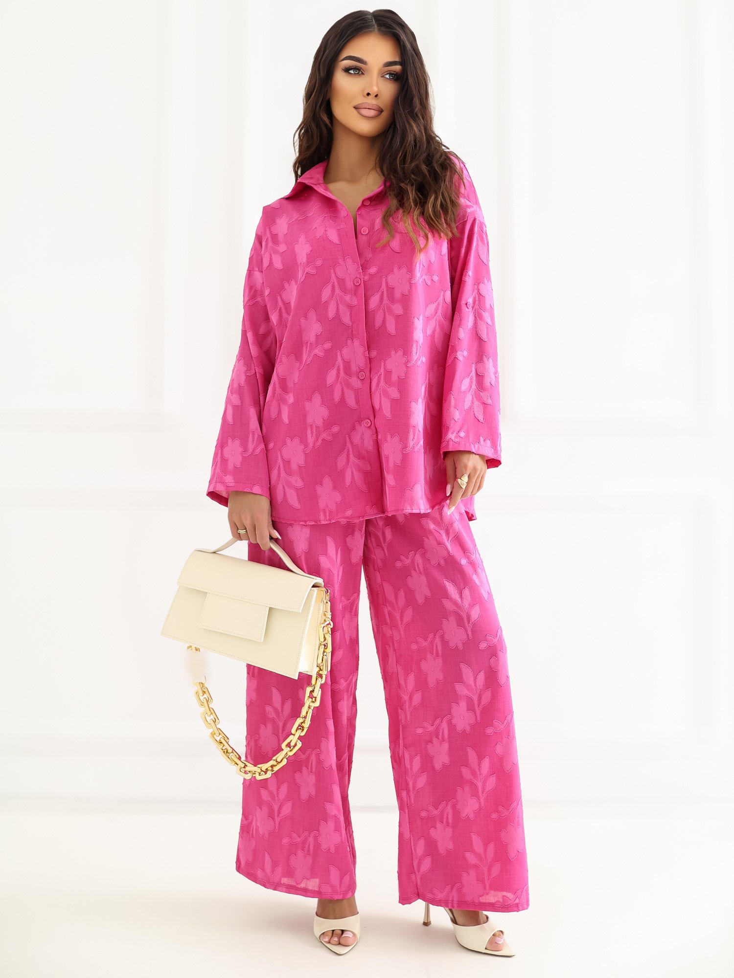 Lengvas marškinių ir laisvų kelnių komplektas "BLAIR" fuksijų