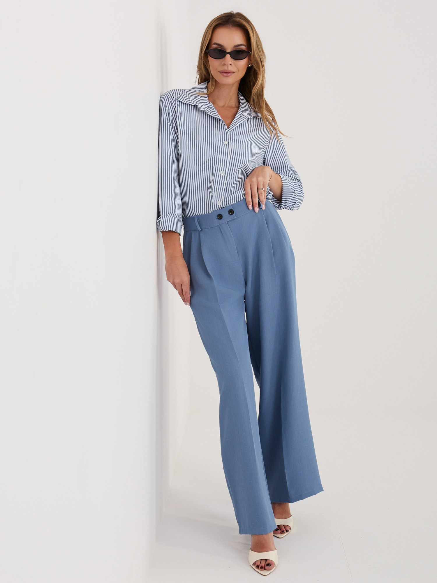 Klasikiniai dryžuoti marškiniai "CARINA" tamsi mėlyna