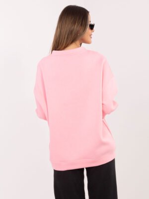 Alternative view of Oversize stiliaus džemperis su iškiliu užrašu "STWD" šviesi rožinė