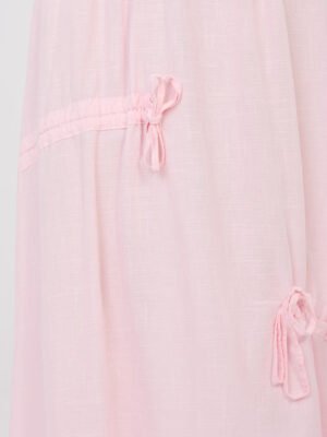 Alternative view of Lengvai krintantis ilgas sijonas su dekoratyviais raišteliais "NOELLY" šviesi rožinė