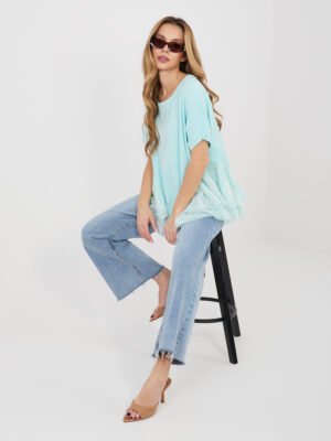 Alternative view of Laisvalaikio palaidinė su nėrinių sluoksniu apačioje "ELODY" mėtų