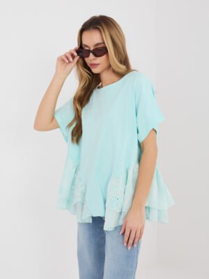 Laisvalaikio palaidinė su nėrinių sluoksniu apačioje "ELODY" mėtų