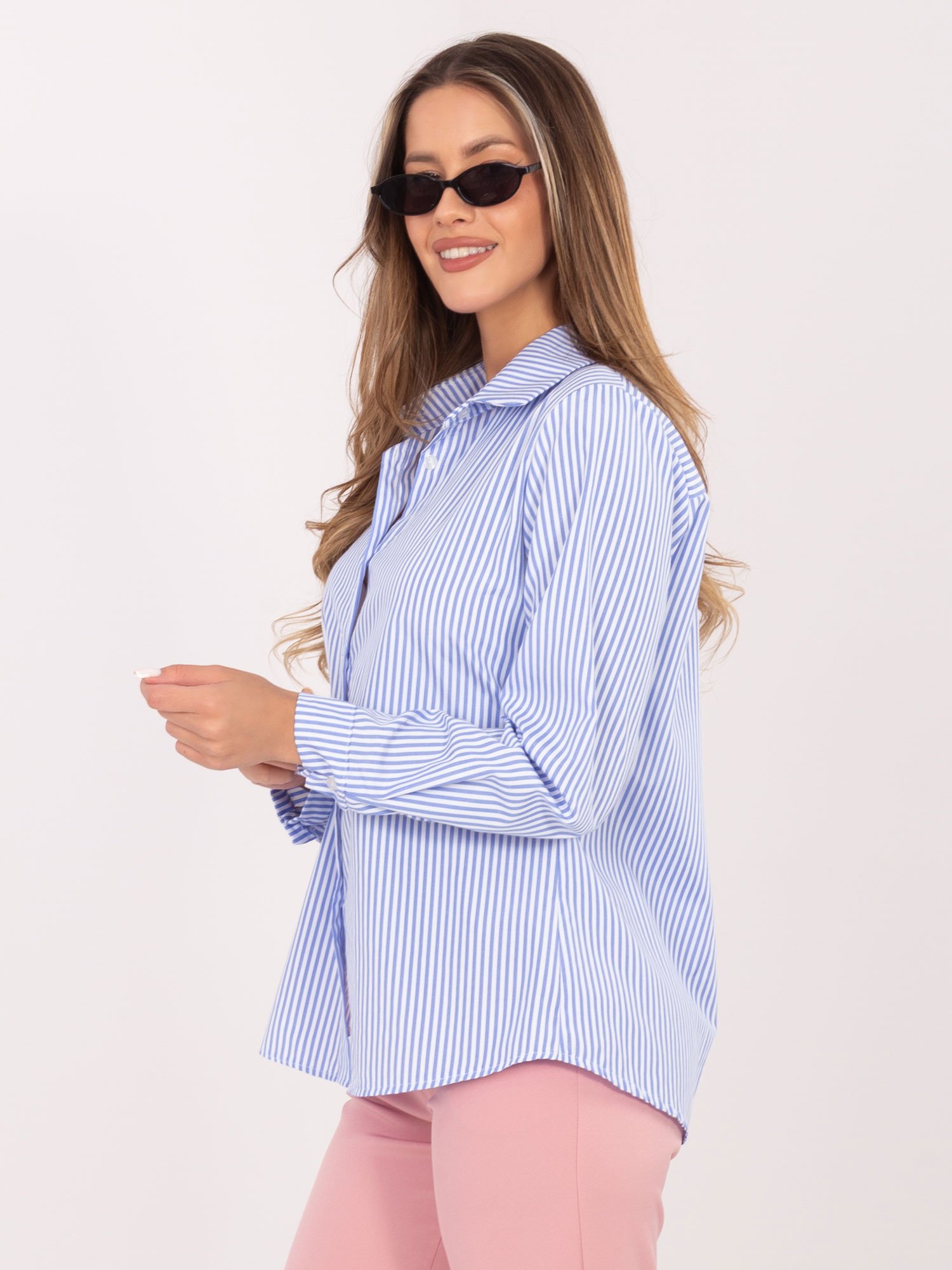 Klasikiniai dryžuoti marškiniai "CARINA" šviesi mėlyna - Image 7