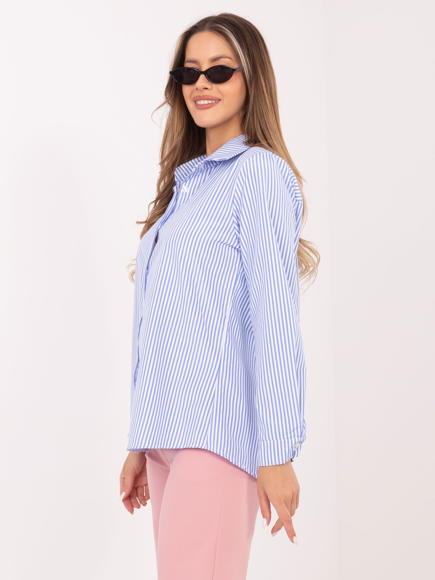 Klasikiniai dryžuoti marškiniai "CARINA" šviesi mėlyna - Image 6