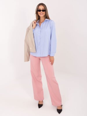 Alternative view of Klasikiniai dryžuoti marškiniai "CARINA" šviesi mėlyna