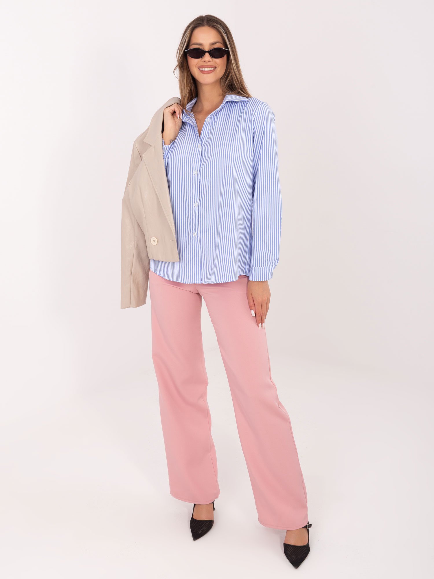 Klasikiniai dryžuoti marškiniai "CARINA" šviesi mėlyna - Image 2