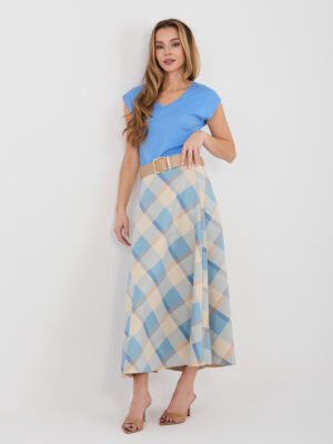 Midi sijonas su langelių raštu "SAMMY" mėlyna